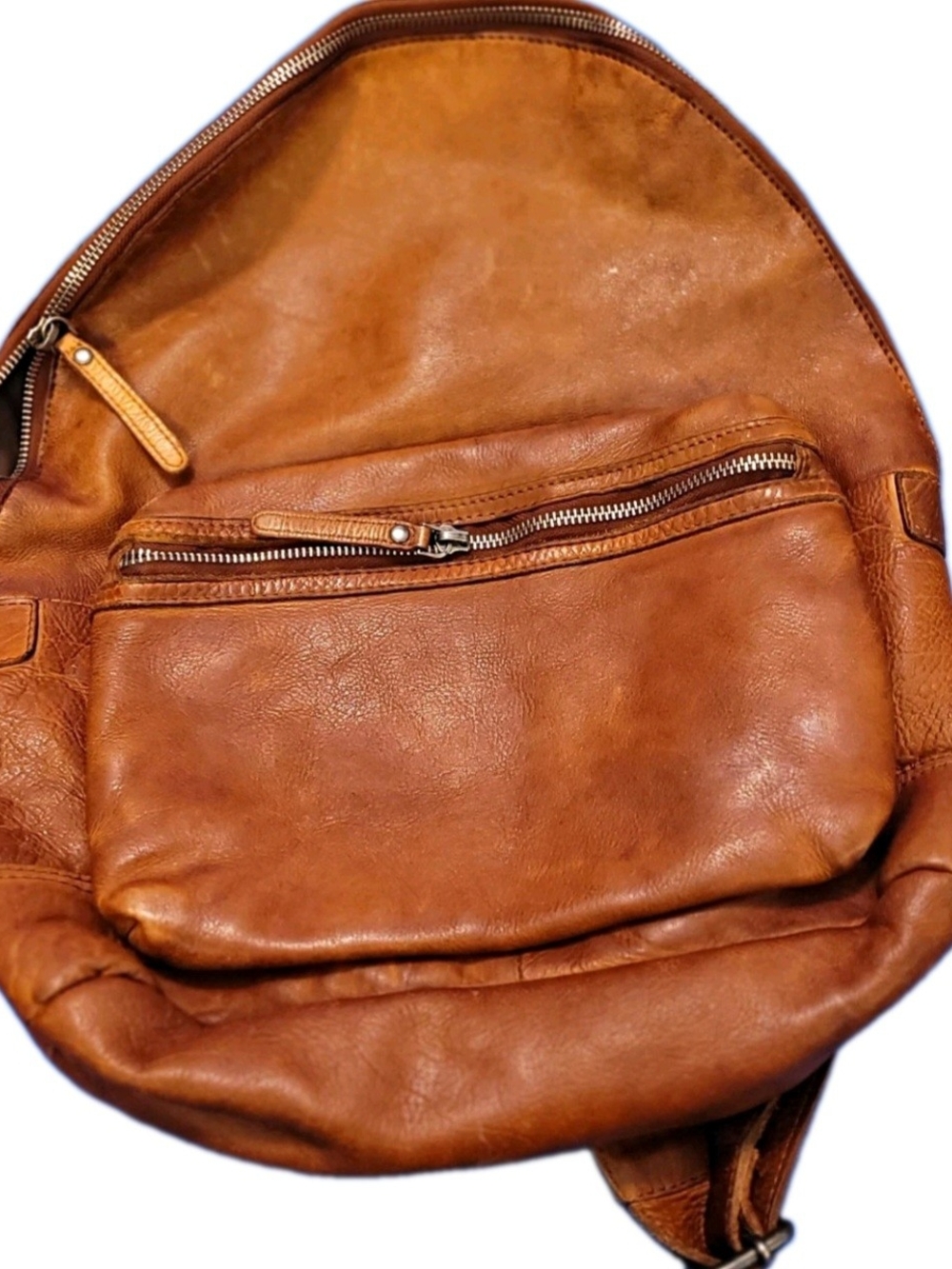 Vilenca Holland Genuine Leather Backpack Cognac Brown Distressed Travel Bag
